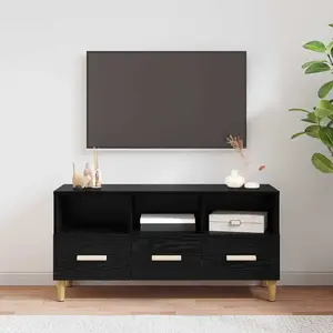 vidaXL Meuble TV Chêne noir 102 x 35,5 x 50 cm Bois d'ingénierie pas cher