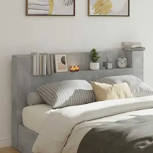 vidaXL Tête de lit Gris béton 180 x 16,5 x 103,5 cm Bois d'ingénierie pas cher