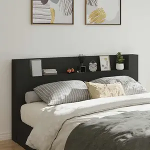 vidaXL Tête de lit Noir 200 x 16,5 x 103,5 cm Bois d'ingénierie pas cher