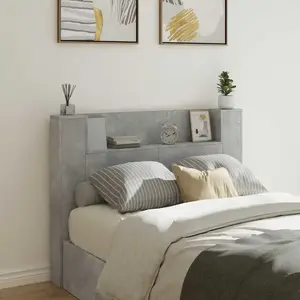 vidaXL Tête de lit Gris béton 140 x 16,5 x 103,5 cm Bois d'ingénierie pas cher