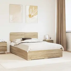 vidaXL Cadre de lit Chêne Sonoma 140 x 190 cm Bois d'ingénierie pas cher