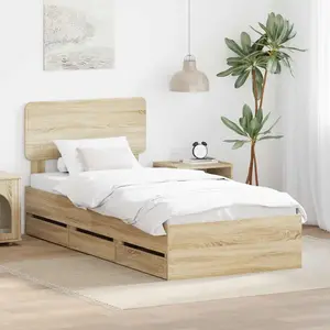 vidaXL vidaXL Cadre de lit Chêne Sonoma 100 x 200 cm Bois Ingénierie pas cher
