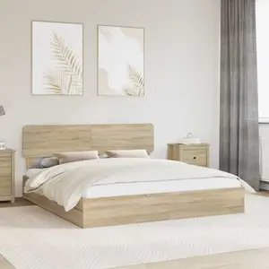 vidaXL Lit de Rangement Chêne Sonoma 180 x 200 cm Bois d'ingénierie pas cher