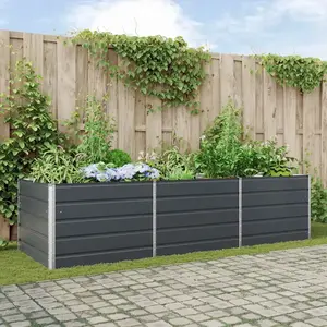 vidaXL Jardinière Anthracite 195 x 100 x 45 cm Acier galvanisé pas cher