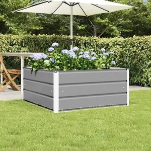 Comparateur de prix : vidaXL Jardinière Gris clair 100 x 100 x 45 cm Acier