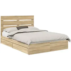 vidaXL Lit de Rangement Chêne Sonoma 140 x 190 cm Bois d'ingénierie pas cher