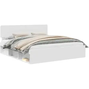 vidaXL Cadre de lit avec tête de lit Blanc 180 x 200 cm Pin massif pas cher