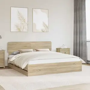 vidaXL vidaXL Cadre de lit Chêne Sonoma 200 x 200 cm Bois Ingénierie pas cher