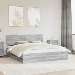 vidaXL vidaXL Cadre de lit Gris Sonoma 200 x 200 cm Bois Ingénierie pas cher