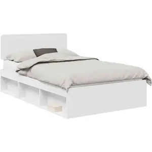 vidaXL Cadre de lit avec tête de lit Blanc 120 x 190 cm Pin massif pas cher