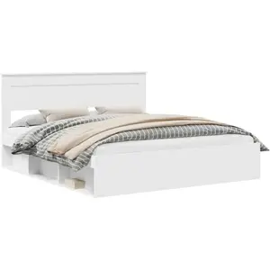 vidaXL Cadre de lit avec tête de lit Blanc 180 x 200 cm Pin massif pas cher