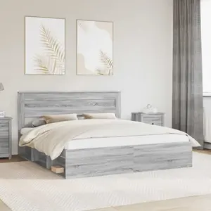 vidaXL Cadre de lit Gris Sonoma 180 x 200 cm Pin massif pas cher
