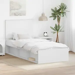 vidaXL Cadre de lit avec tête de lit Blanc 90 x 190 cm Pin massif pas cher