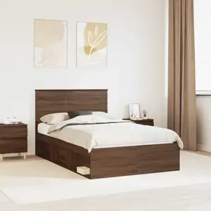 vidaXL Cadre de lit Chêne brun 120 x 190 cm Pin massif pas cher