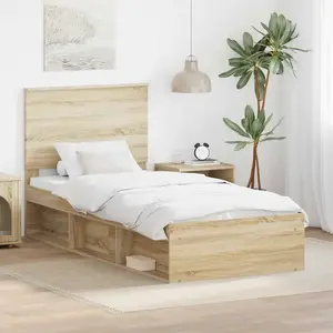 vidaXL Cadre de lit Chêne Sonoma 75 x 190 cm Pin massif pas cher