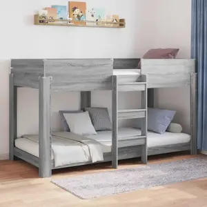 vidaXL Lit Superposé pour Enfants avec matelas Gris Sonoma 90 x 200 cm pas cher