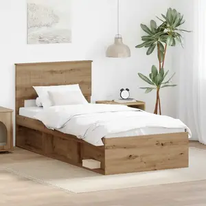 vidaXL Cadre de lit Chêne artisan 90 x 200 cm Pin massif pas cher