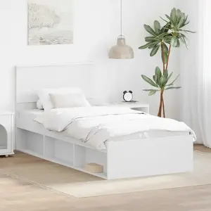 vidaXL Cadre de lit avec tête de lit Blanc 90 x 190 cm Pin massif pas cher