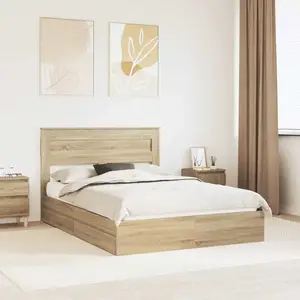 vidaXL Lit de Rangement Chêne Sonoma 140 x 190 cm Bois d'ingénierie pas cher