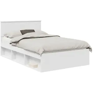 vidaXL Cadre de lit avec tête de lit Blanc 120 x 190 cm Pin massif pas cher