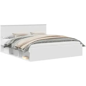 vidaXL Cadre de lit avec tête de lit Blanc 180 x 200 cm Pin massif pas cher
