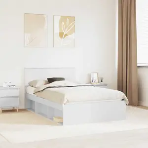 vidaXL Cadre de lit avec tête de lit Blanc 120 x 200 cm Pin massif pas cher