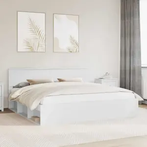 vidaXL Cadre de lit avec tête de lit Blanc 200 x 200 cm Pin massif pas cher
