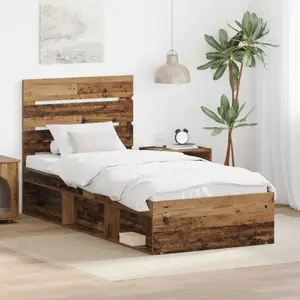 vidaXL Cadre de lit Bois ancien 90 x 200 cm Pin massif pas cher