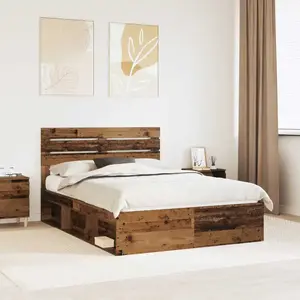 vidaXL Cadre de lit Bois ancien 140 x 190 cm Pin massif pas cher