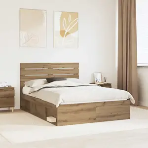 vidaXL Cadre de lit Chêne artisan 140 x 190 cm Pin massif pas cher