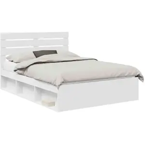 vidaXL Cadre de lit avec tête de lit Blanc 160 x 200 cm Pin massif pas cher