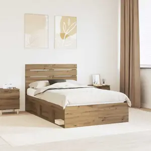 vidaXL Cadre de lit Chêne artisan 120 x 190 cm Pin massif pas cher