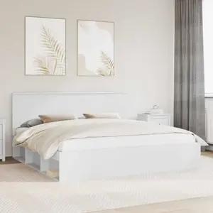 vidaXL Cadre de lit avec tête de lit Blanc 200 x 200 cm Pin massif pas cher