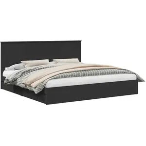 vidaXL Lit de Rangement Noir 200 x 200 cm Bois d'ingénierie pas cher