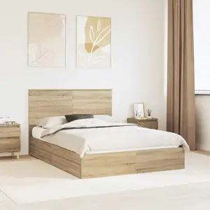 vidaXL Lit de Rangement Chêne Sonoma 140 x 190 cm Bois d'ingénierie pas cher