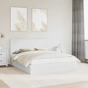 vidaXL Lit de Rangement Blanc 160 x 200 cm Bois d'ingénierie pas cher