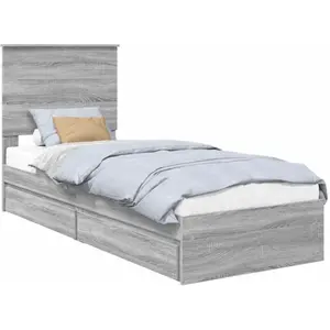 vidaXL Lit de Rangement Gris Sonoma 75 x 190 cm Bois d'ingénierie pas cher