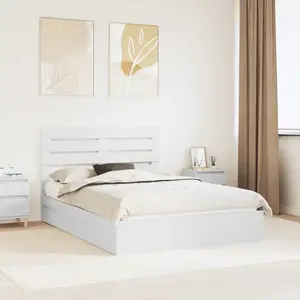 vidaXL Lit de Rangement Blanc 160 x 200 cm Bois d'ingénierie pas cher