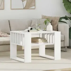 vidaXL vidaXL Table basse Blanc 66 x 49,5 x 45 cm Bois d'ingénierie pas cher