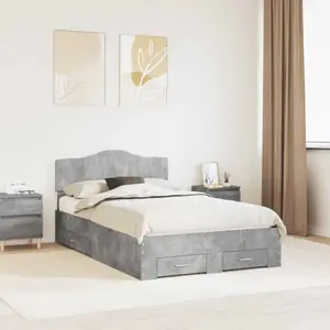 vidaXL Cadre de lit Gris béton 120 x 190 cm Bois d'ingénierie pas cher