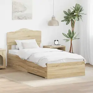 vidaXL Cadre de lit Chêne Sonoma 90 x 190 cm Bois d'ingénierie pas cher