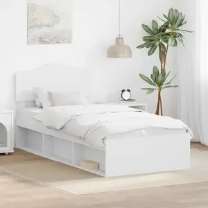 vidaXL Cadre de lit avec tête de lit Blanc 90 x 200 cm Pin massif pas cher