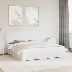 vidaXL Cadre de lit avec tiroir Blanc 180 x 200 cm Bois d'ingénierie pas cher