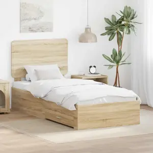 vidaXL Cadre de lit Chêne Sonoma 90 x 190 cm Bois d'ingénierie pas cher