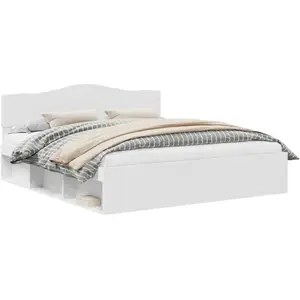 vidaXL Cadre de lit avec tête de lit Blanc 200 x 200 cm Pin massif pas cher