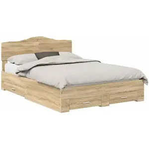 vidaXL Cadre de lit Chêne Sonoma 150 x 200 cm Bois d'ingénierie pas cher