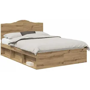 vidaXL Cadre de lit Chêne artisan 140 x 190 cm Pin massif pas cher