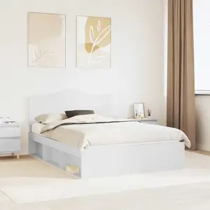 vidaXL Cadre de lit avec tête de lit Blanc 140 x 190 cm Pin massif pas cher