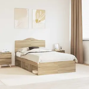 vidaXL Cadre de lit avec tête de lit Sonoma 120 x 200 cm Pin massif pas cher