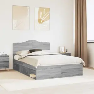 vidaXL Cadre de lit Gris Sonoma 160 x 200 cm Pin massif pas cher